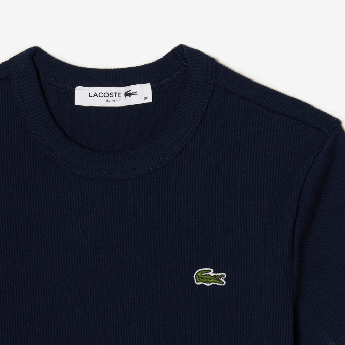 azul marino 166 VVL0A2385 mujer Lacoste camiseta slim fit de algodón orgánico