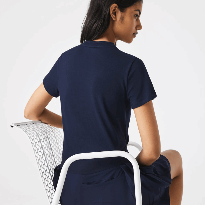 azul marino 166 VVL0A2544 mujer Lacoste camiseta deportiva de punto de algodón orgánico