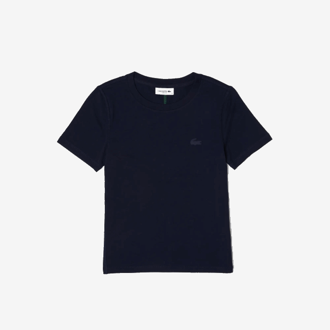 azul marino 166 VVL0A2564 mujer Lacoste camiseta de mezcla de algodón con cuello redondo