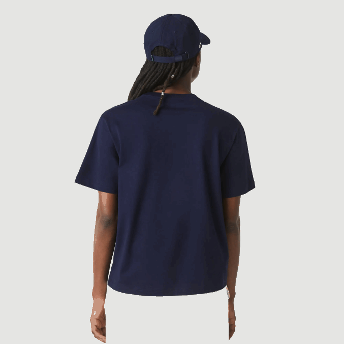 azul marino 166 VVL0A2589 mujer Lacoste playera de algodón premium con cuello redondo
