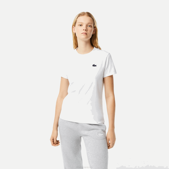 blanco 001 VVL0A2543 mujer Lacoste camiseta deportiva de punto de algodón orgánico