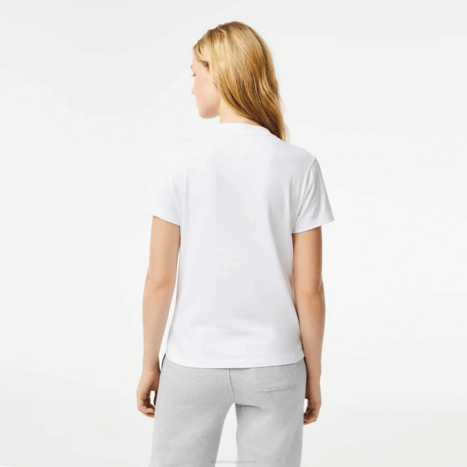 blanco 001 VVL0A2543 mujer Lacoste camiseta deportiva de punto de algodón orgánico
