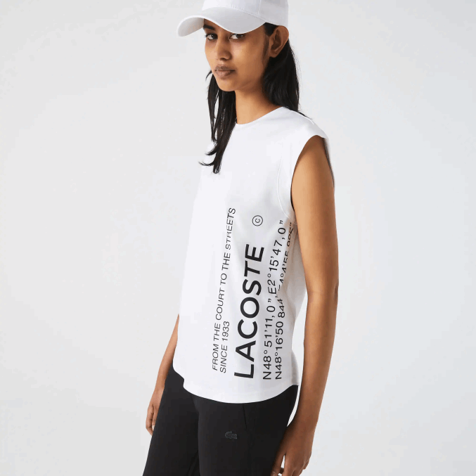 blanco 001 VVL0A2558 mujer Lacoste camiseta deportiva de corte holgado con la marca coordinada