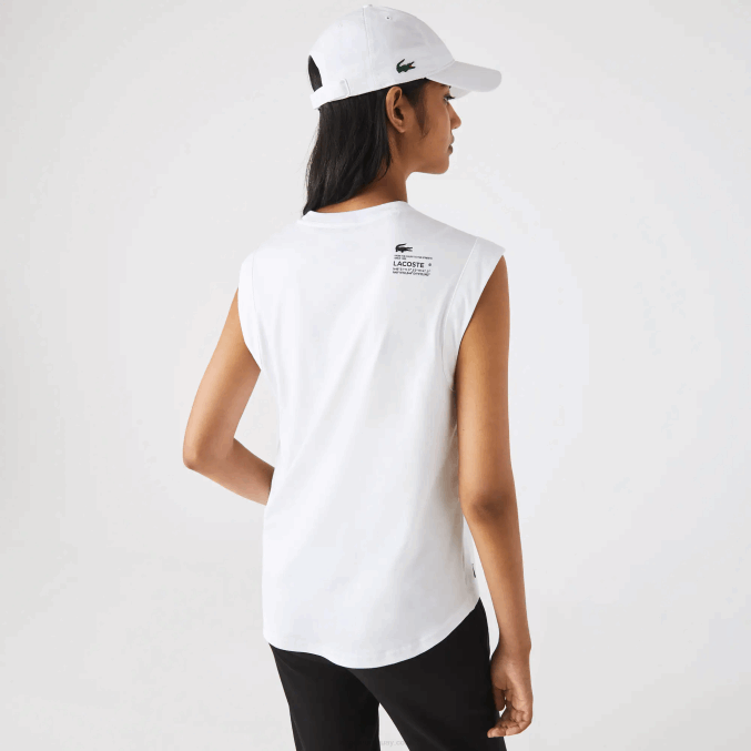 blanco 001 VVL0A2558 mujer Lacoste camiseta deportiva de corte holgado con la marca coordinada