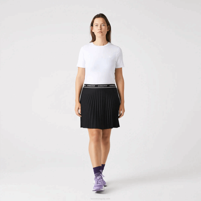 blanco 001 VVL0A2563 mujer Lacoste camiseta de mezcla de algodón con cuello redondo