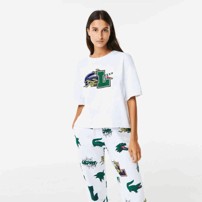 blanco 001 VVL0A2567 mujer Lacoste camiseta oversize de algodón orgánico