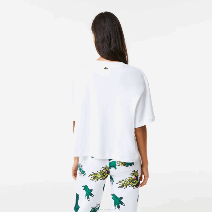 blanco 001 VVL0A2567 mujer Lacoste camiseta oversize de algodón orgánico