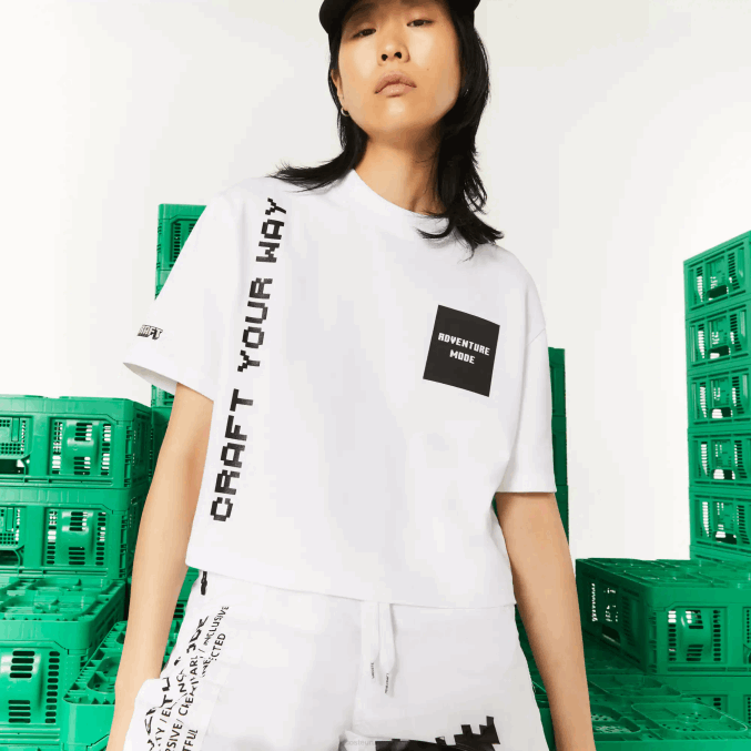 blanco 001 VVL0A2605 mujer Lacoste camiseta corta de algodón orgánico live x minecraft