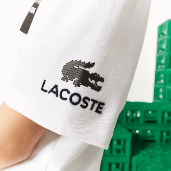 blanco 001 VVL0A2605 mujer Lacoste camiseta corta de algodón orgánico live x minecraft
