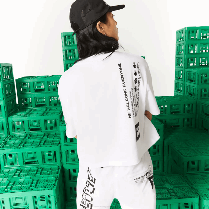 blanco 001 VVL0A2605 mujer Lacoste camiseta corta de algodón orgánico live x minecraft