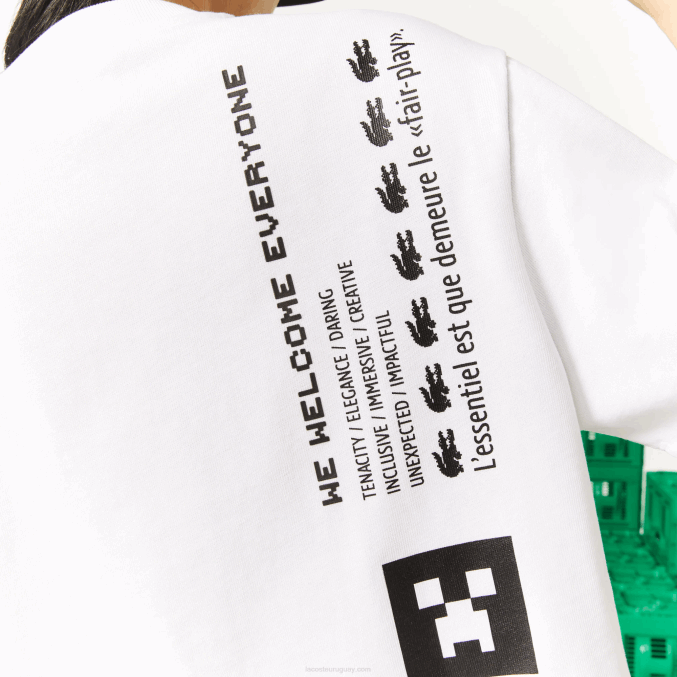 blanco 001 VVL0A2605 mujer Lacoste camiseta corta de algodón orgánico live x minecraft