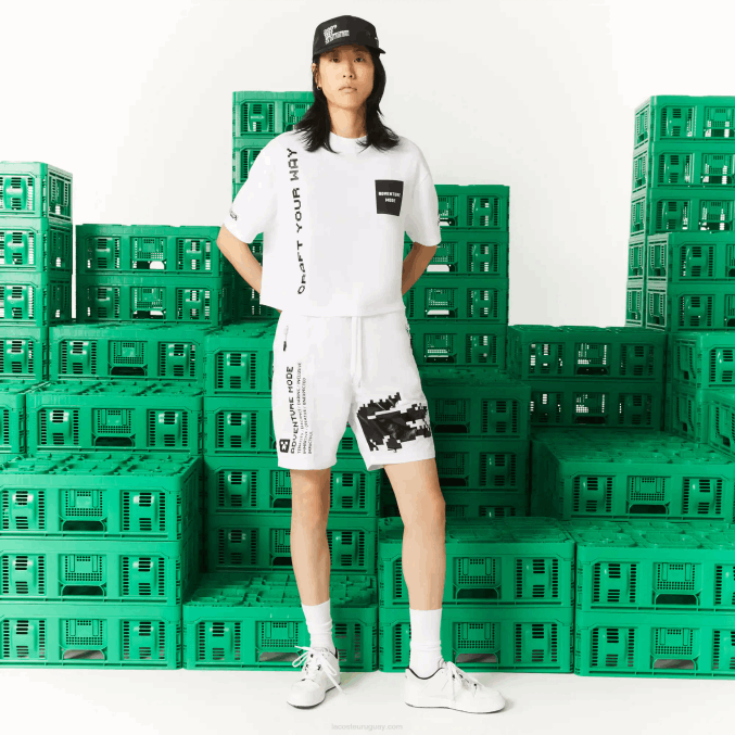 blanco 001 VVL0A2605 mujer Lacoste camiseta corta de algodón orgánico live x minecraft