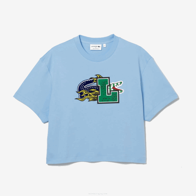 hbp azul VVL0A2568 mujer Lacoste camiseta oversize de algodón orgánico