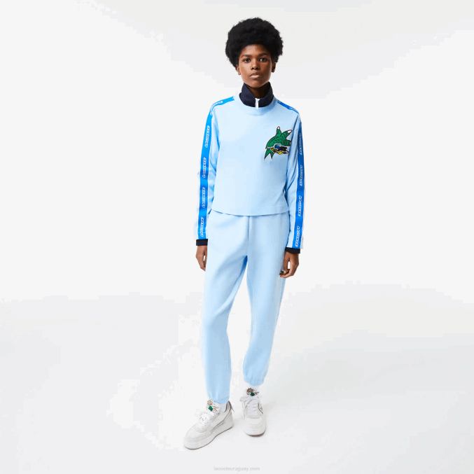 hbp azul VVL0A2571 mujer Lacoste camiseta holgada con banda estampada