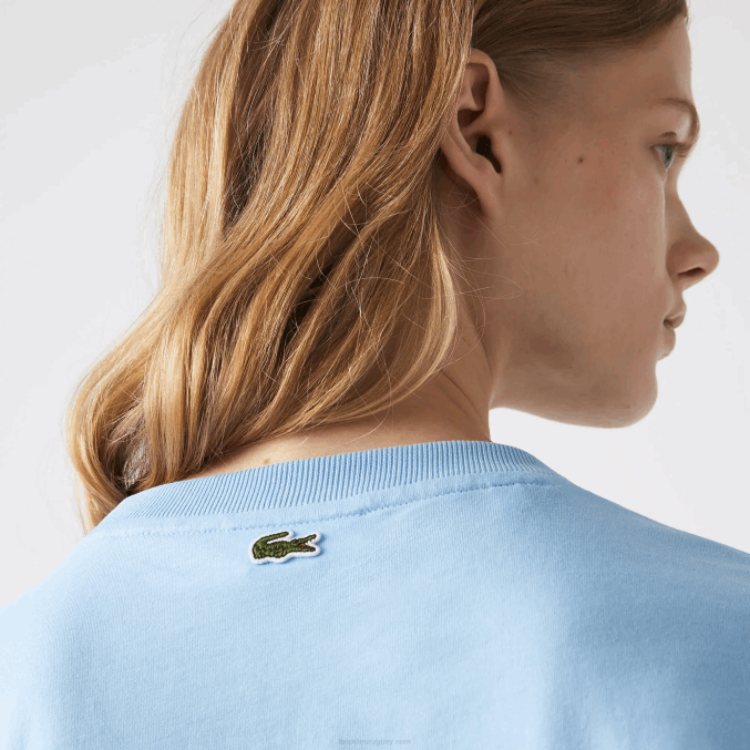 hbp azul VVL0A2611 mujer Lacoste camiseta corta jaspeada de algodón orgánico