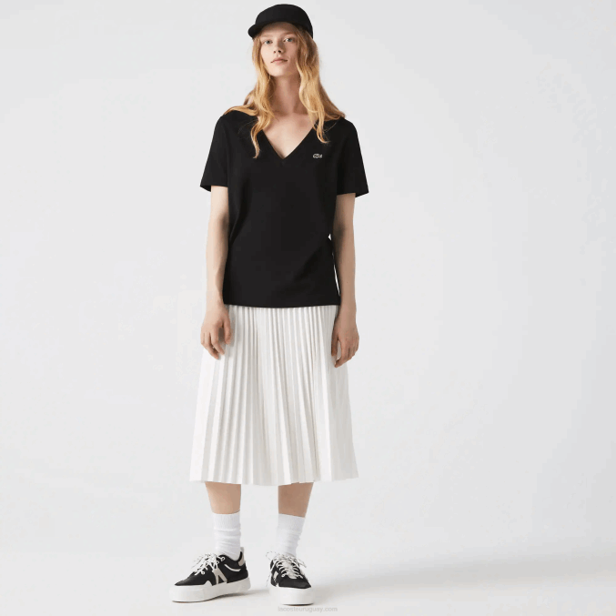negro 031 VVL0A2606 mujer Lacoste playera holgada con cuello en V
