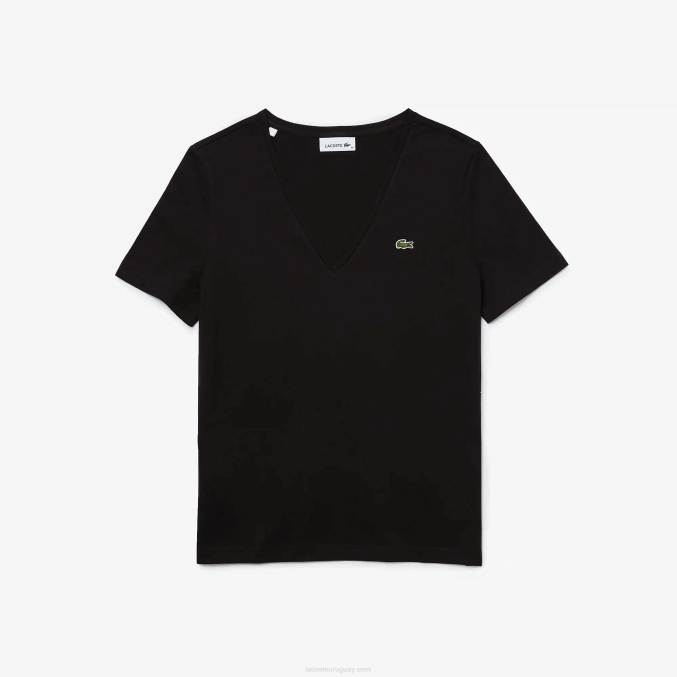 negro 031 VVL0A2606 mujer Lacoste playera holgada con cuello en V