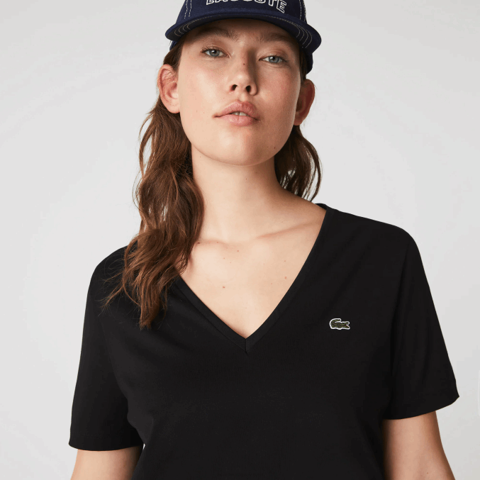 negro 031 VVL0A2606 mujer Lacoste playera holgada con cuello en V