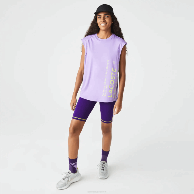 púrpura gfu VVL0A2557 mujer Lacoste camiseta deportiva de corte holgado con la marca coordinada