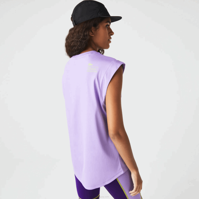 púrpura gfu VVL0A2557 mujer Lacoste camiseta deportiva de corte holgado con la marca coordinada