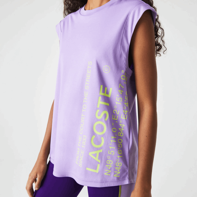púrpura gfu VVL0A2557 mujer Lacoste camiseta deportiva de corte holgado con la marca coordinada