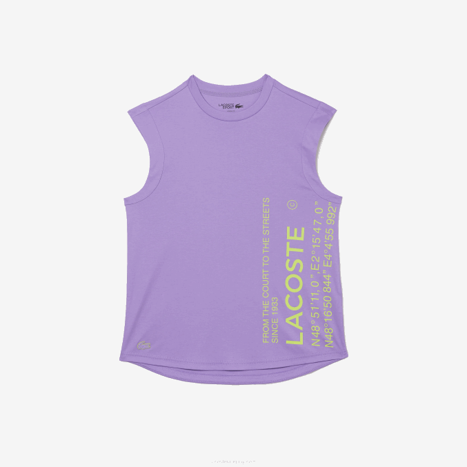 púrpura gfu VVL0A2557 mujer Lacoste camiseta deportiva de corte holgado con la marca coordinada