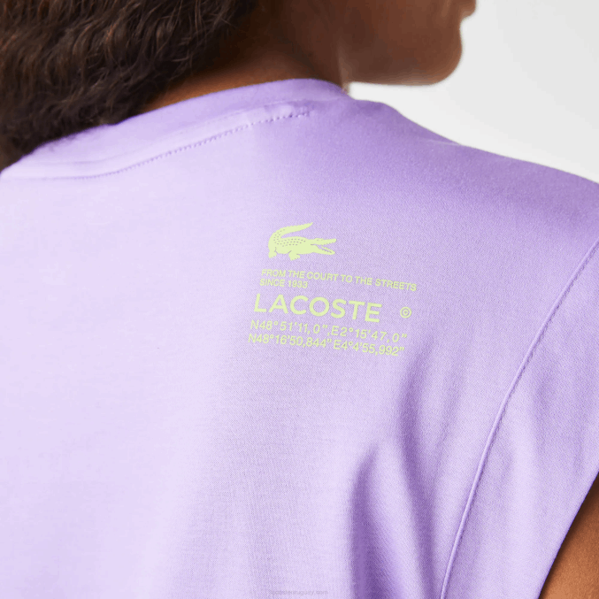 púrpura gfu VVL0A2557 mujer Lacoste camiseta deportiva de corte holgado con la marca coordinada