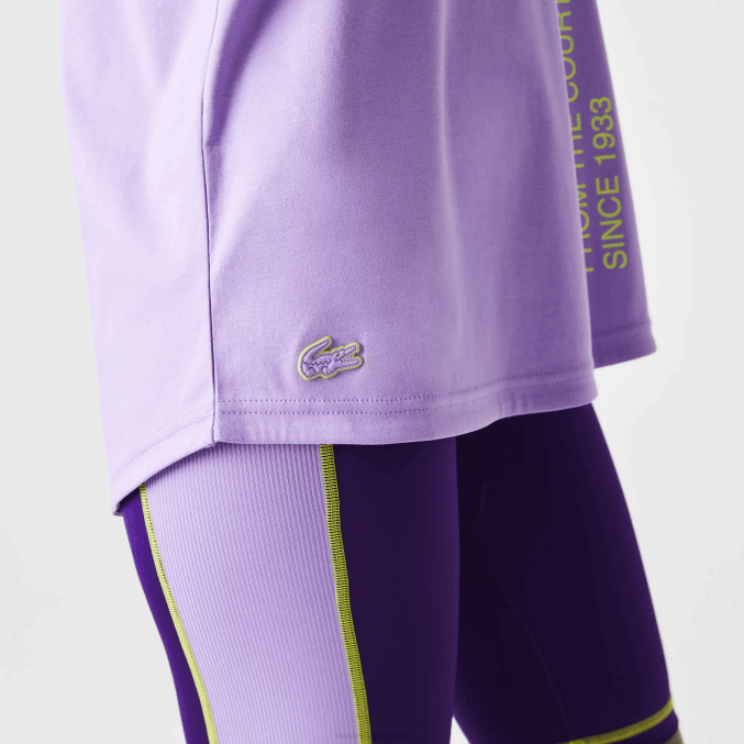 púrpura gfu VVL0A2557 mujer Lacoste camiseta deportiva de corte holgado con la marca coordinada