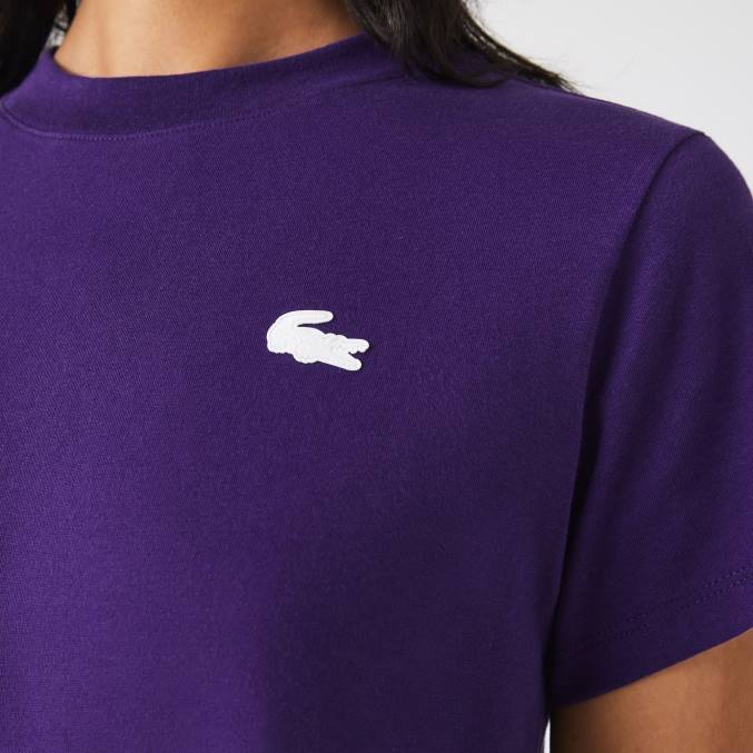 púrpura pfn VVL0A2545 mujer Lacoste camiseta deportiva de punto de algodón orgánico