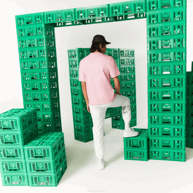 rosa 7 años VVL0A879 mujercamiseta de algodón orgánico con estampado lacoste x minecraft