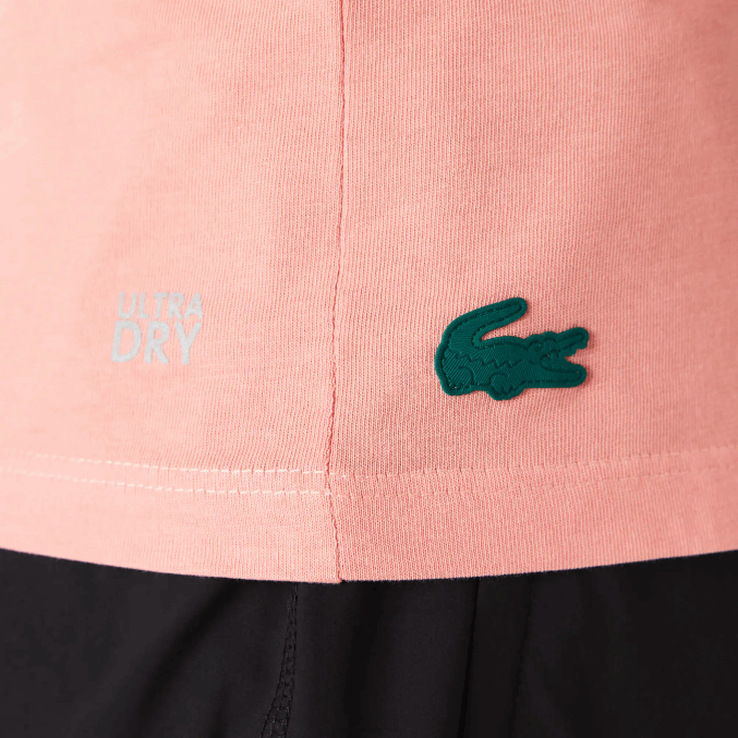 rosa blanco verde qzc VVL0A2596 mujer Lacoste camiseta sport transpirable estampado pata de gallo