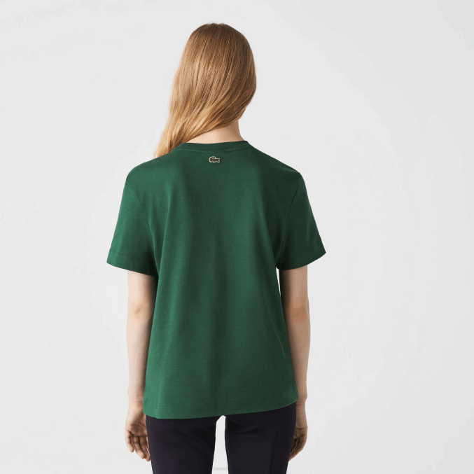 verde 132 VVL0A2608 mujer Lacoste camiseta holgada de algodón orgánico