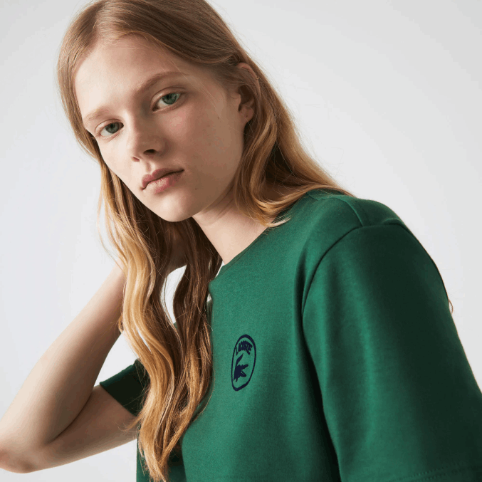 verde 132 VVL0A2608 mujer Lacoste camiseta holgada de algodón orgánico