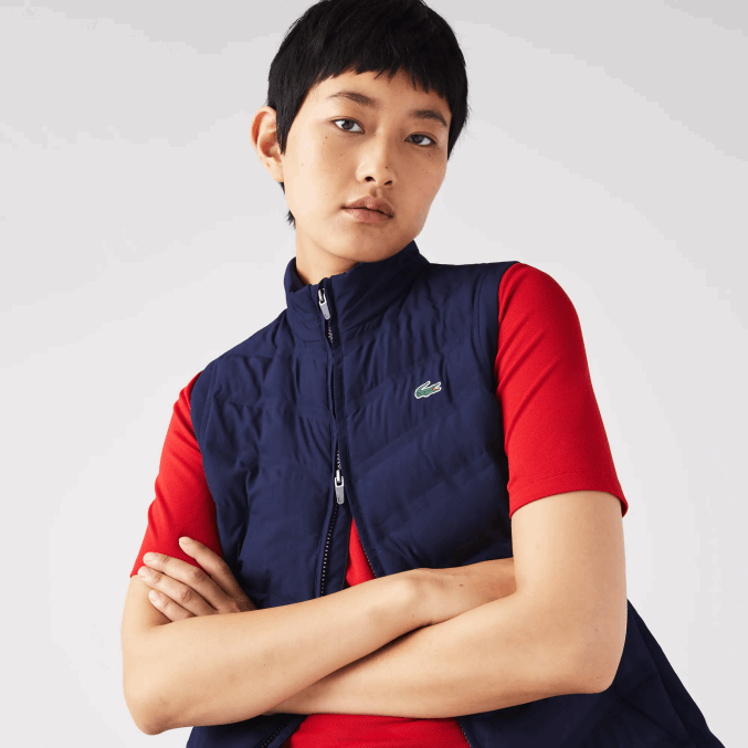 azul marino 423 VVL0A2630 mujer Lacoste chaleco deportivo de golf acolchado