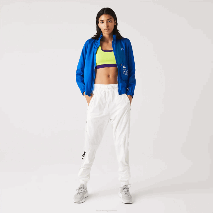 azul k1q VVL0A2618 mujer Lacoste chamarra deportiva repelente al agua plegable