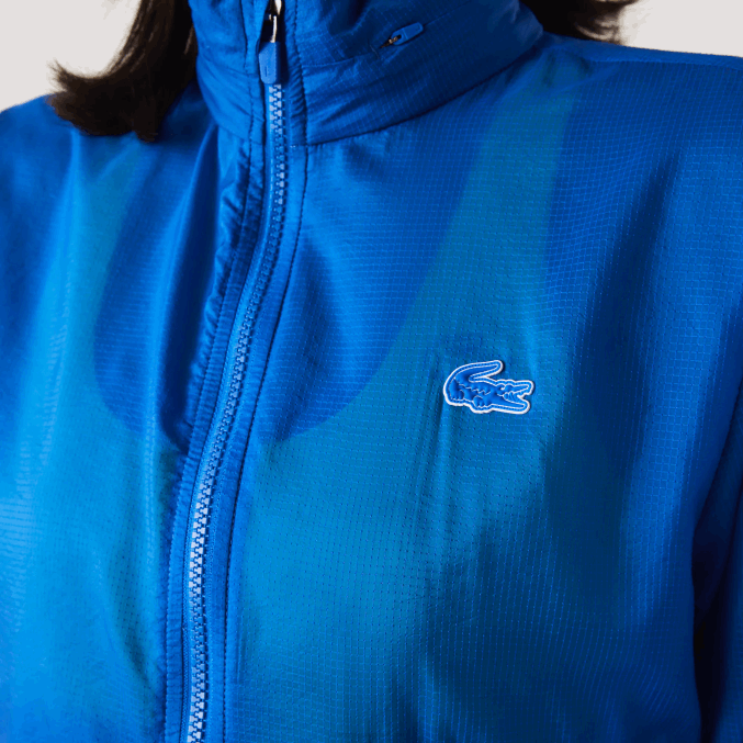 azul k1q VVL0A2618 mujer Lacoste chamarra deportiva repelente al agua plegable