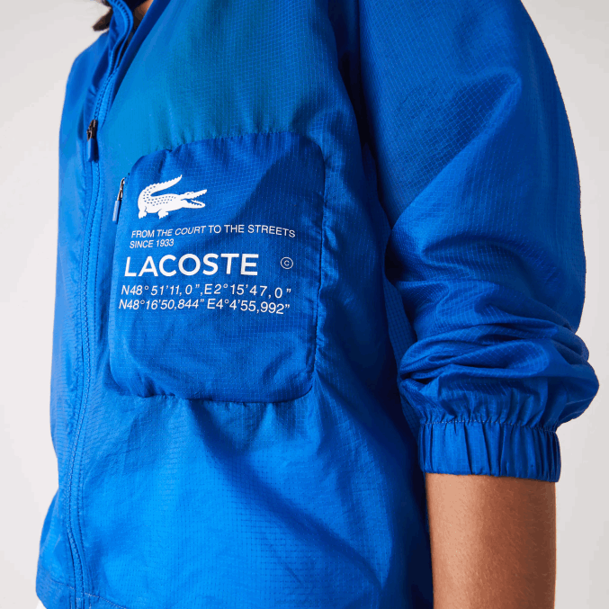 azul k1q VVL0A2618 mujer Lacoste chamarra deportiva repelente al agua plegable