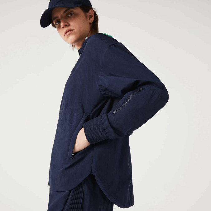 azul marino verde bwy VVL0A2633 mujer Lacoste chamarra deportiva ligera de nailon y malla con cremallera