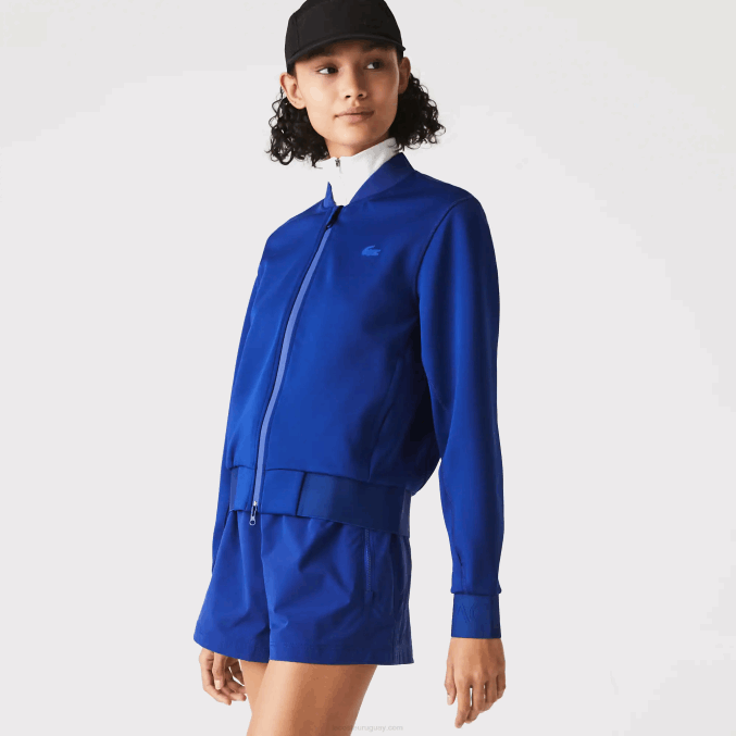 bdm azul VVL0A2625 mujer Lacoste chamarra de peluche elástica de dos capas