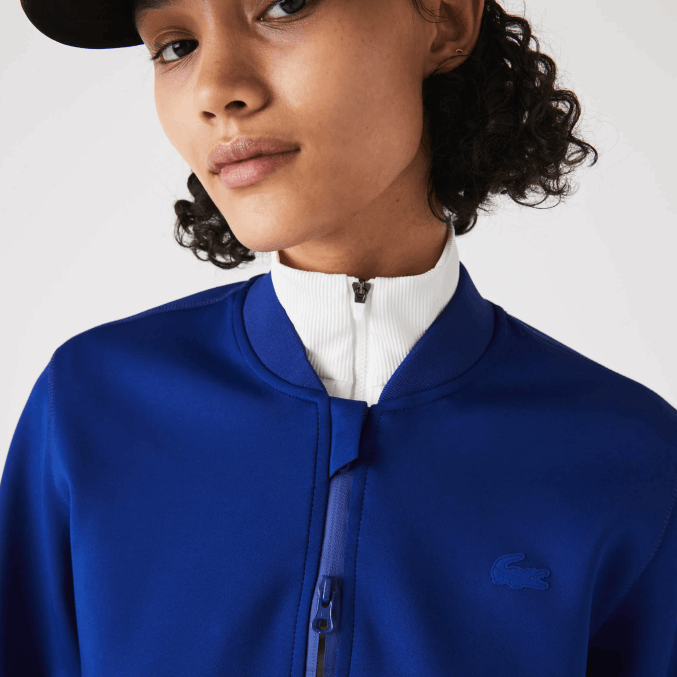 bdm azul VVL0A2625 mujer Lacoste chamarra de peluche elástica de dos capas