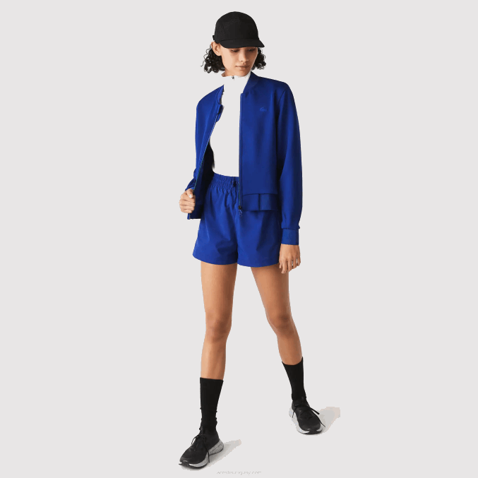 bdm azul VVL0A2625 mujer Lacoste chamarra de peluche elástica de dos capas