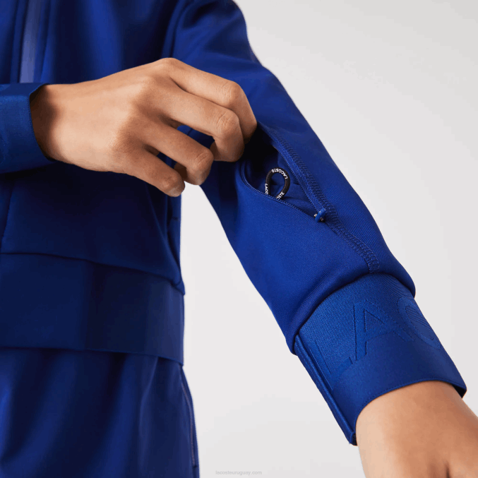 bdm azul VVL0A2625 mujer Lacoste chamarra de peluche elástica de dos capas