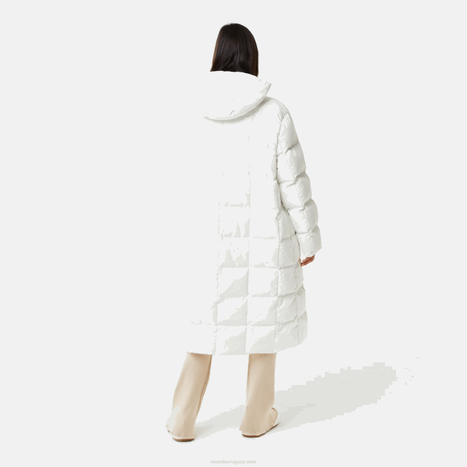 blanco 70v VVL0A2614 mujer Lacoste chaqueta larga reversible repelente al agua