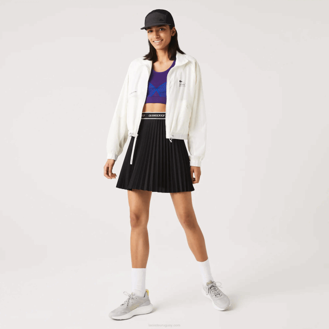 blanco 70v VVL0A2626 mujer Lacoste chamarra de nailon con forro de malla