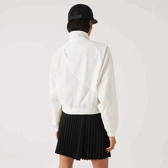 blanco 70v VVL0A2626 mujer Lacoste chamarra de nailon con forro de malla