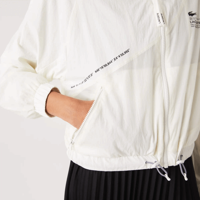 blanco 70v VVL0A2626 mujer Lacoste chamarra de nailon con forro de malla
