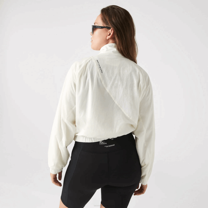 blanco 70v VVL0A2626 mujer Lacoste chamarra de nailon con forro de malla