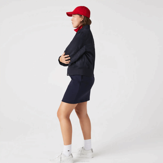 fondo azul marino VVL0A2623 mujer Lacoste chamarra bomber acolchada de nailon