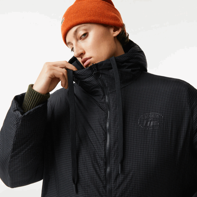 negro 031 VVL0A2613 mujer Lacoste chaqueta larga reversible repelente al agua