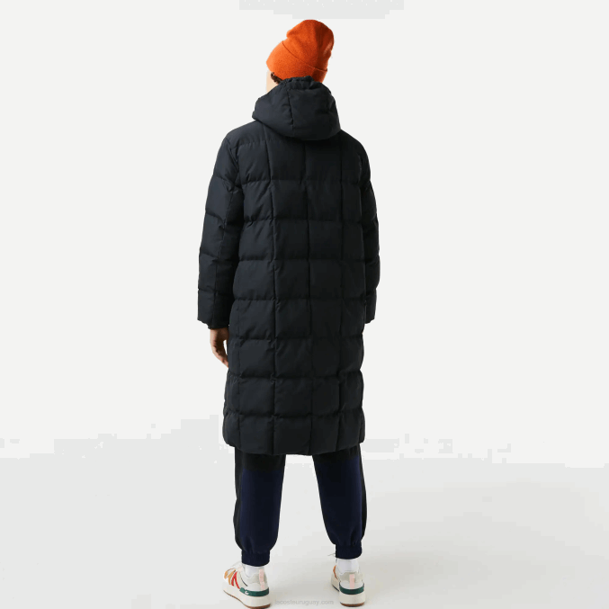 negro 031 VVL0A2613 mujer Lacoste chaqueta larga reversible repelente al agua